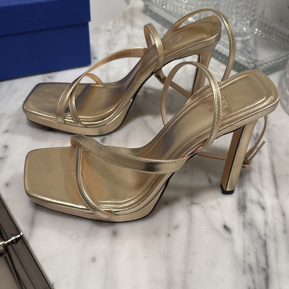 Zara gold strappy heels